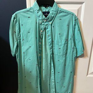 American Eagle Tropical Short Sleeve Button-Up